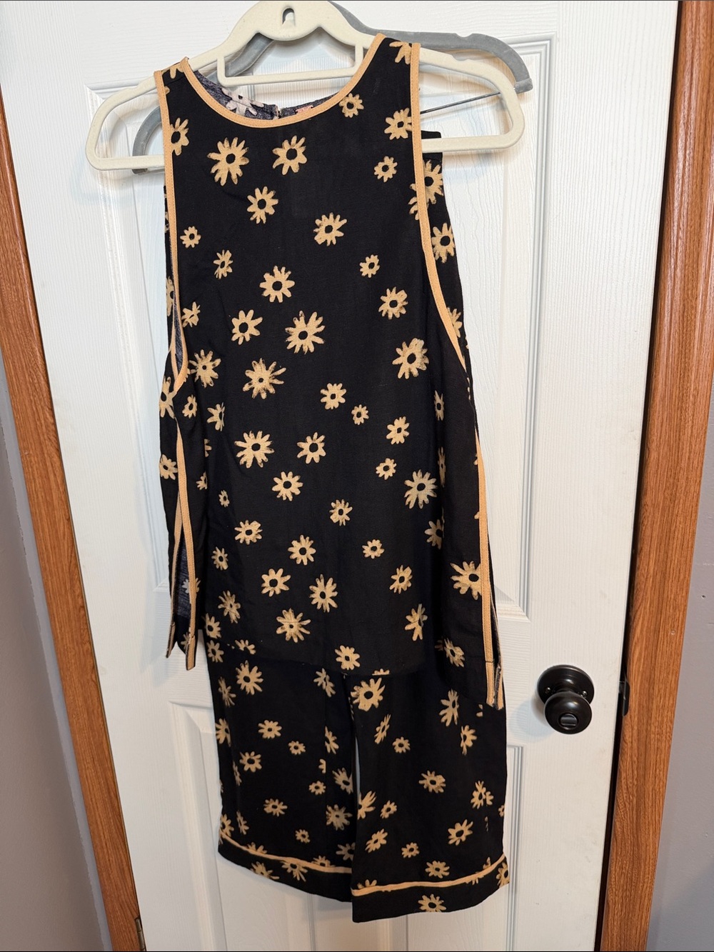 Free People Black Midi Dress with Tan Daisy Print